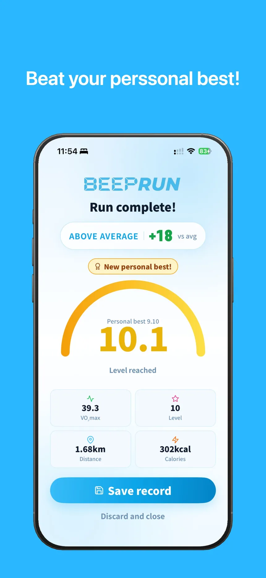 Run complete summary with Estimated VO2max